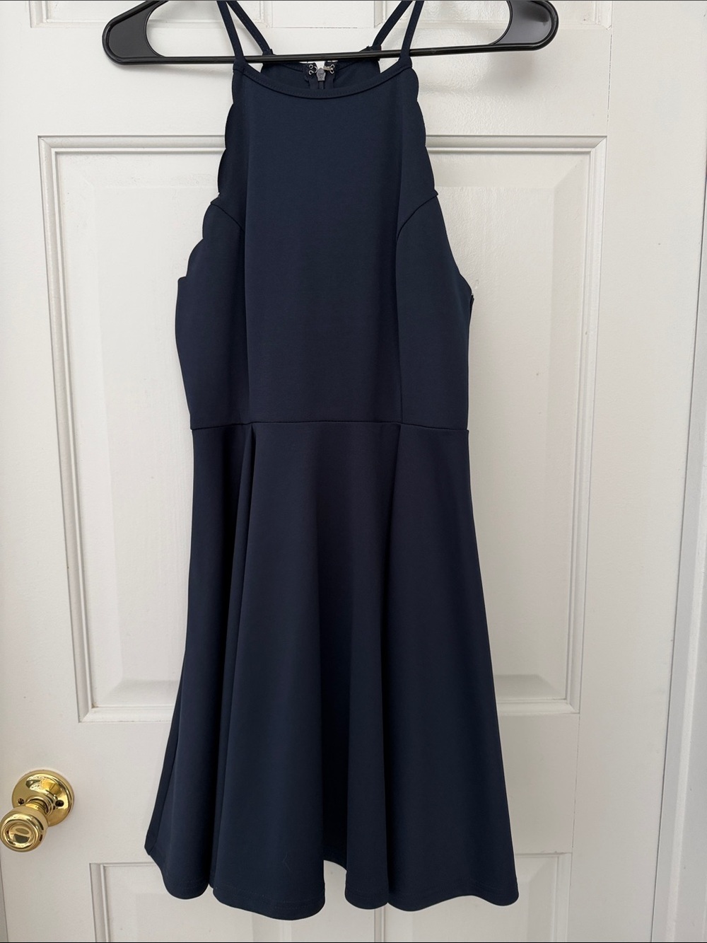 She + Sky Girls Navy Halter Fit-and-Flare Dress